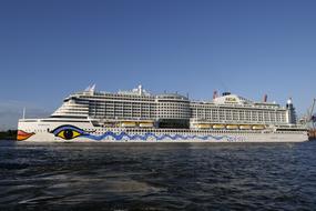 Beautiful Aida Perla cruise ship on Elbe, Hamburg in Germany