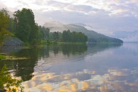tranquility on the lake in mountain altai