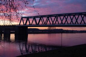 landscape of Bridge at the pink Sunset