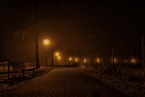 unusually beautiful road and lanterns in the Evening