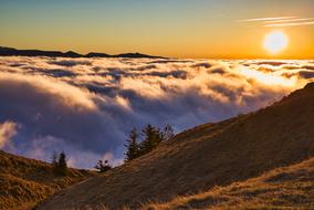 incredibly beautiful Mountain sunset, france, clermont-ferrand