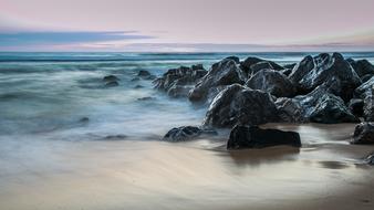 big stones on ocean beach