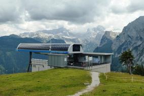 cable car in the alpine mountains