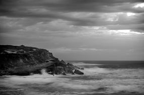 Portugal Atlantic Sea Black And white