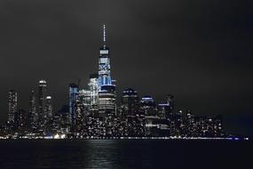 New York City river night lights