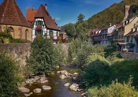 landscape of ravishing river in Kayserberg in France