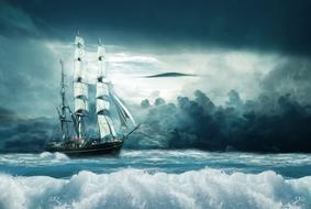 ship boat ocean drawing