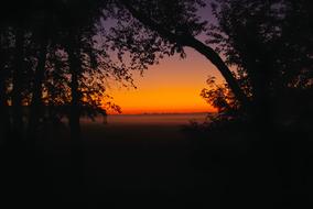 orange evening sky on the horizon