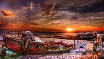 Sunset Fisherman banner