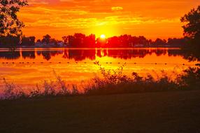 orange morning in a nature park in iowa