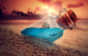 Sand Beach bottle drawing