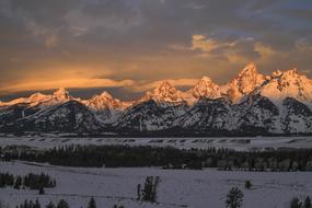 magnificent snow Mountains Sunset