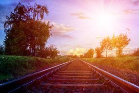 Railway Tracks perspective in countryside