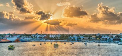 Sunrise panoramic city, cozumel, mexico