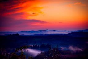 colorful panorama of the valley in Tuscany, Italy