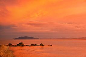 orange Sunset over Waters, greece