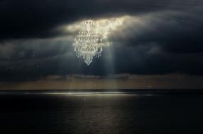 chandelier light beam sea banner drawing