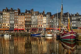 boats at the port in Honfleur, France