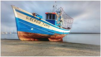 Beach boat blue