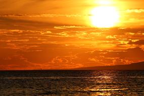 landscape of red hot Sunset over the Sea