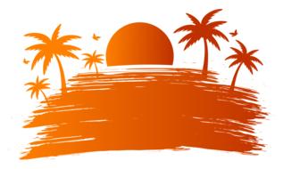 sunset party orange drawing