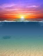 underwater sunset waves drawing
