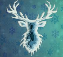 deer paper cut winter drawing