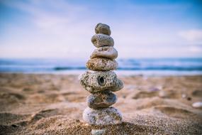 stones tower in Balance on Beach