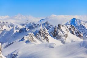 Panorama of the snowy peak of Mount Titlis, Switzerland
