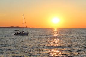 perfect Sunset Sea Boat