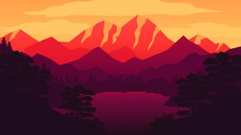 painted pink and burgundy mountains