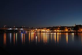 distant view of night city in Luxembourg