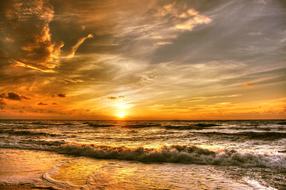 panorama of the golden romantic coast of the North Sea in Denmark