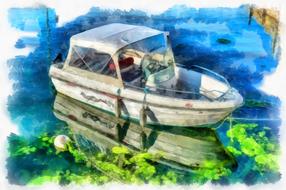 boat fishing harbour drawing