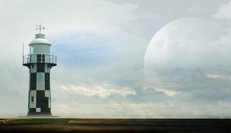Lighthouse Moon fantastic drawing