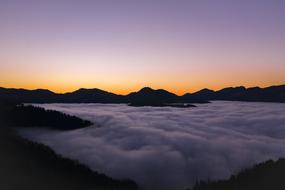 magnificent Sunset Mountains Fog