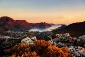 panoramic view of the scenic coastline of south africa at dusk