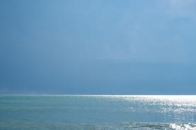 landscape of sea and blue sky on the horizon