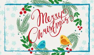 merry christmas bird greeting card drawing