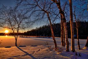 Sunset Winter snow Landscape