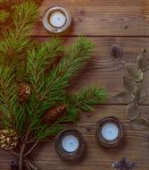 christmas decoration on wooden surface