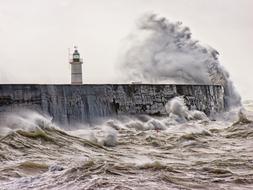 photo of the lighthouse and stormy ocean