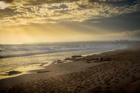 haze over the evening beach