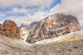 Landscape of beautiful and colorful Tofane on Dolomites in Italy