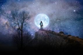 Sky Night Dark moon person