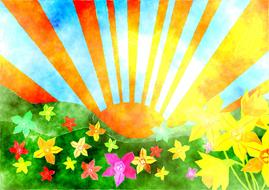 sun watercolor paint drawing