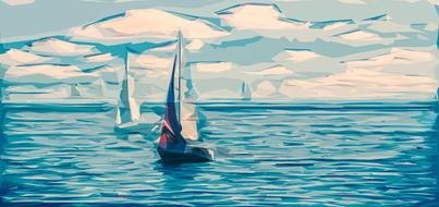 boat ship sail abstract drawing
