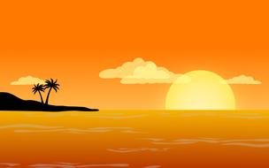 beach sunset orange drawinh