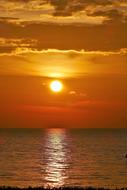 beautiful orange hot Sunset Sea