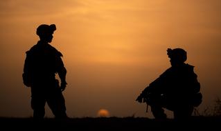 Silhouettes Soldiers sunset